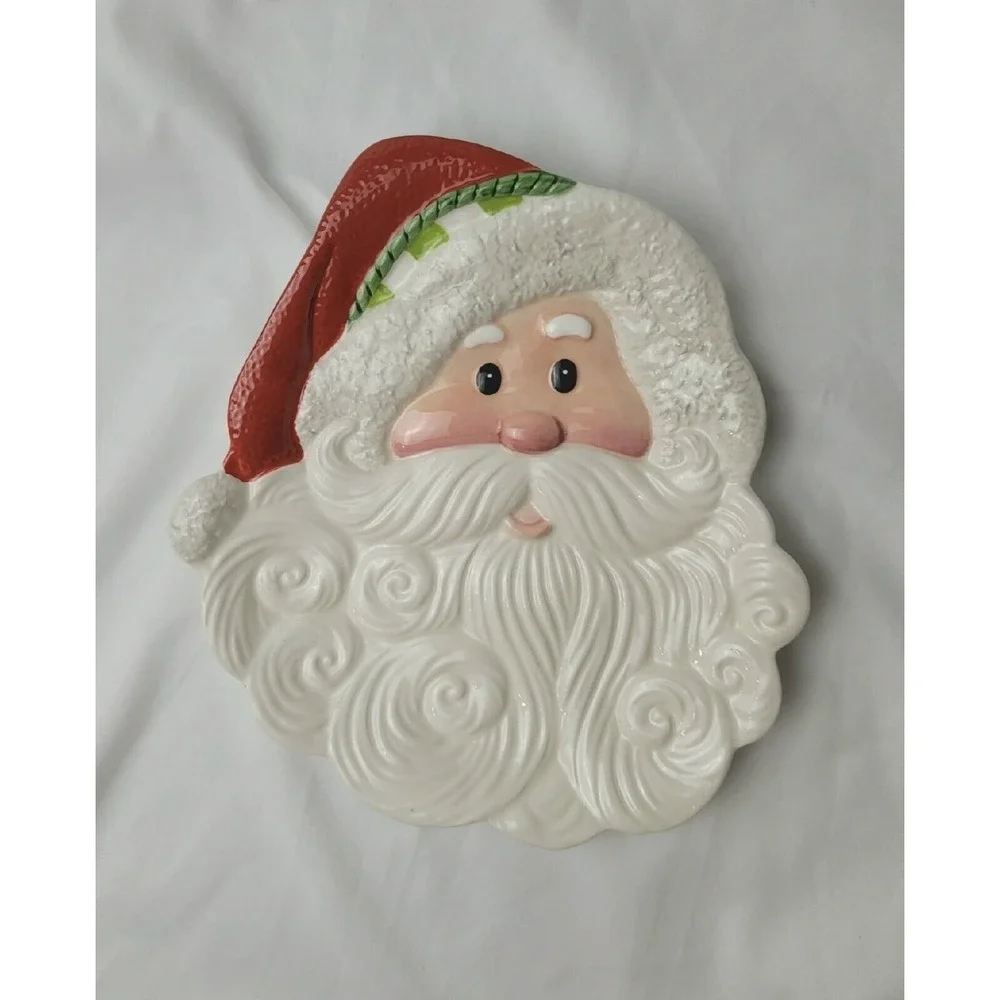 Fitz & Floyd Holiday Cheer~Santa Porcelain Cookie Plate Dish~2008